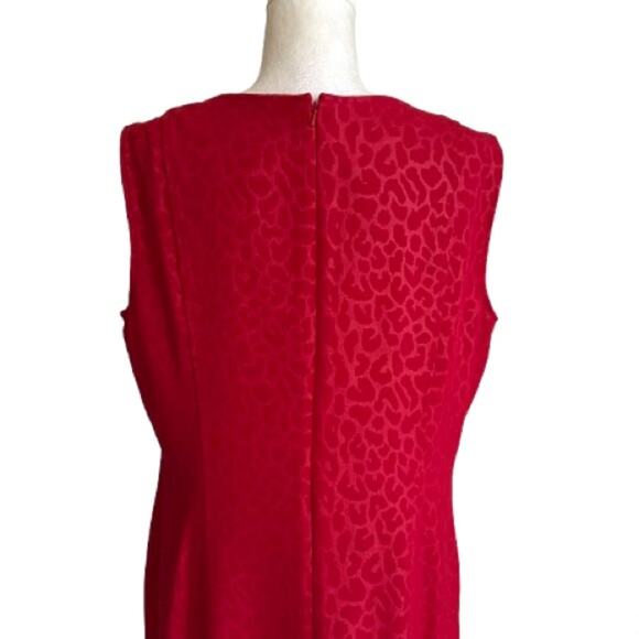 Evan Picone Dress Red Monochromatic Print Sleeveless Lined Holiday Dress Size 14 - Picture 4 of 12